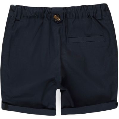 Mini boys dark blue linen-blend shorts